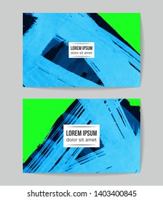Set of vector business card templates with brush stroke background.