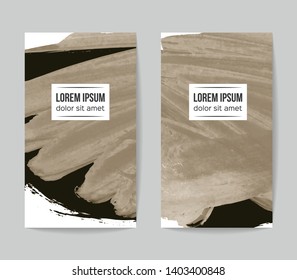 Set of vector business card templates with brush stroke background.