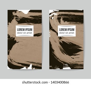 Set of vector business card templates with brush stroke background.