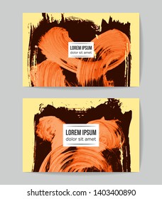 Set of vector business card templates with brush stroke background.