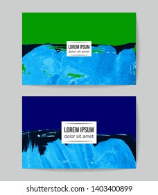 Set of vector business card templates with brush stroke background.