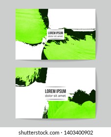 Set of vector business card templates with brush stroke background.