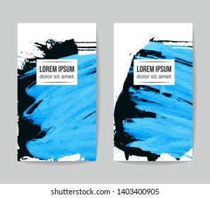 Set of vector business card templates with brush stroke background.