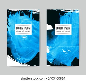 Set of vector business card templates with brush stroke background.