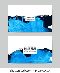 Set of vector business card templates with brush stroke background.