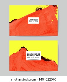 Set of vector business card templates with brush stroke background.