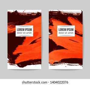 Set of vector business card templates with brush stroke background.
