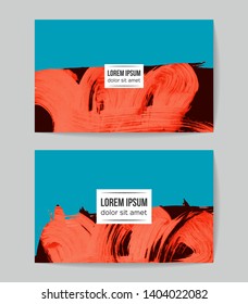 Set of vector business card templates with brush stroke background.
