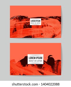 Set of vector business card templates with brush stroke background.