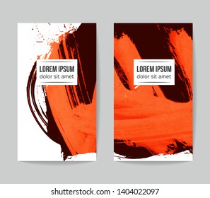 Set of vector business card templates with brush stroke background.