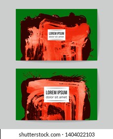 Set of vector business card templates with brush stroke background.