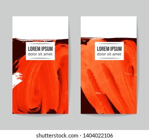 Set of vector business card templates with brush stroke background.