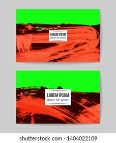 Set of vector business card templates with brush stroke background.