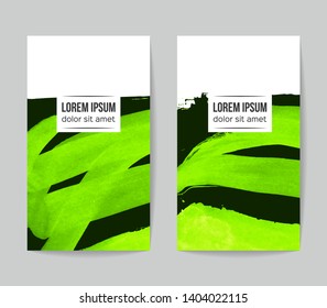 Set of vector business card templates with brush stroke background.
