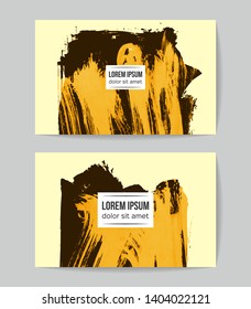 Set of vector business card templates with brush stroke background.