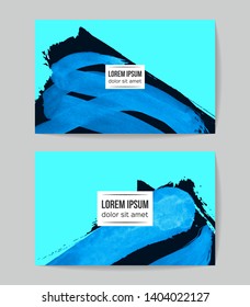 Set of vector business card templates with brush stroke background.