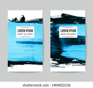 Set of vector business card templates with brush stroke background.