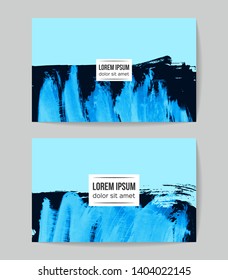 Set of vector business card templates with brush stroke background.