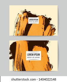 Set of vector business card templates with brush stroke background.
