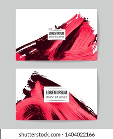 Set of vector business card templates with brush stroke background.