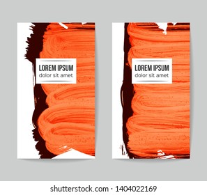 Set of vector business card templates with brush stroke background.