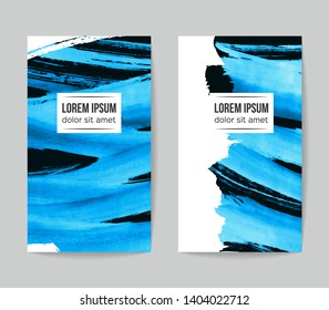Set of vector business card templates with brush stroke background.