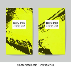 Set of vector business card templates with brush stroke background.