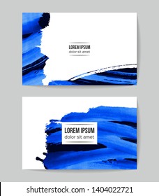 Set of vector business card templates with brush stroke background.