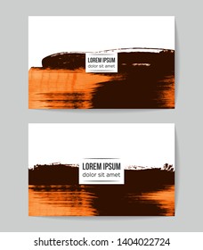 Set of vector business card templates with brush stroke background.