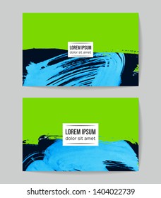 Set of vector business card templates with brush stroke background.
