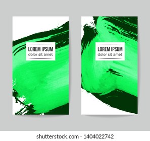 Set of vector business card templates with brush stroke background.