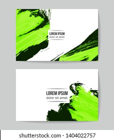 Set of vector business card templates with brush stroke background.