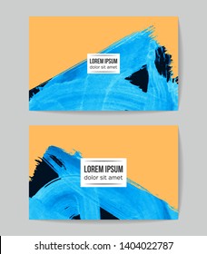 Set of vector business card templates with brush stroke background.