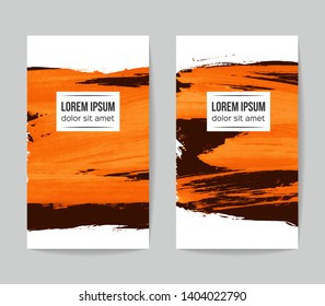 Set of vector business card templates with brush stroke background.