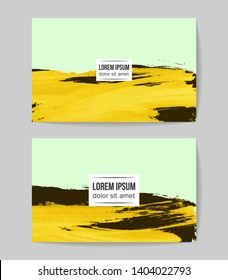 Set of vector business card templates with brush stroke background.