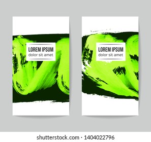Set of vector business card templates with brush stroke background.