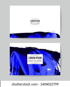 Set of vector business card templates with brush stroke background.