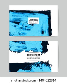 Set of vector business card templates with brush stroke background.
