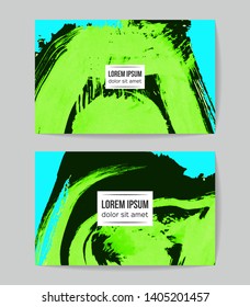 Set of vector business card templates with brush stroke background.