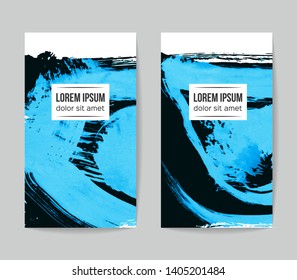 Set of vector business card templates with brush stroke background.