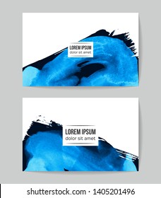 Set of vector business card templates with brush stroke background.