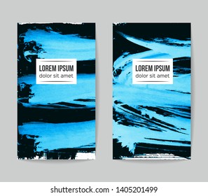 Set of vector business card templates with brush stroke background.