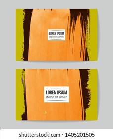 Set of vector business card templates with brush stroke background.