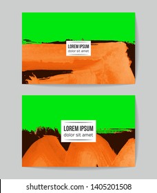 Set of vector business card templates with brush stroke background.