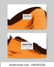 Set of vector business card templates with brush stroke background.