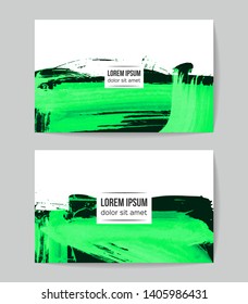 Set of vector business card templates with brush stroke background.
