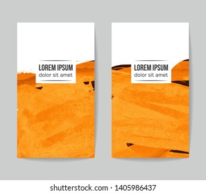 Set of vector business card templates with brush stroke background.
