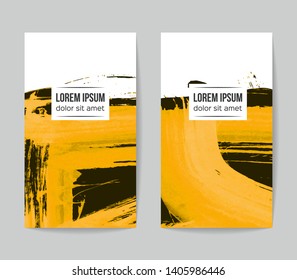 Set of vector business card templates with brush stroke background.