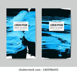 Set of vector business card templates with brush stroke background.