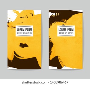 Set of vector business card templates with brush stroke background.